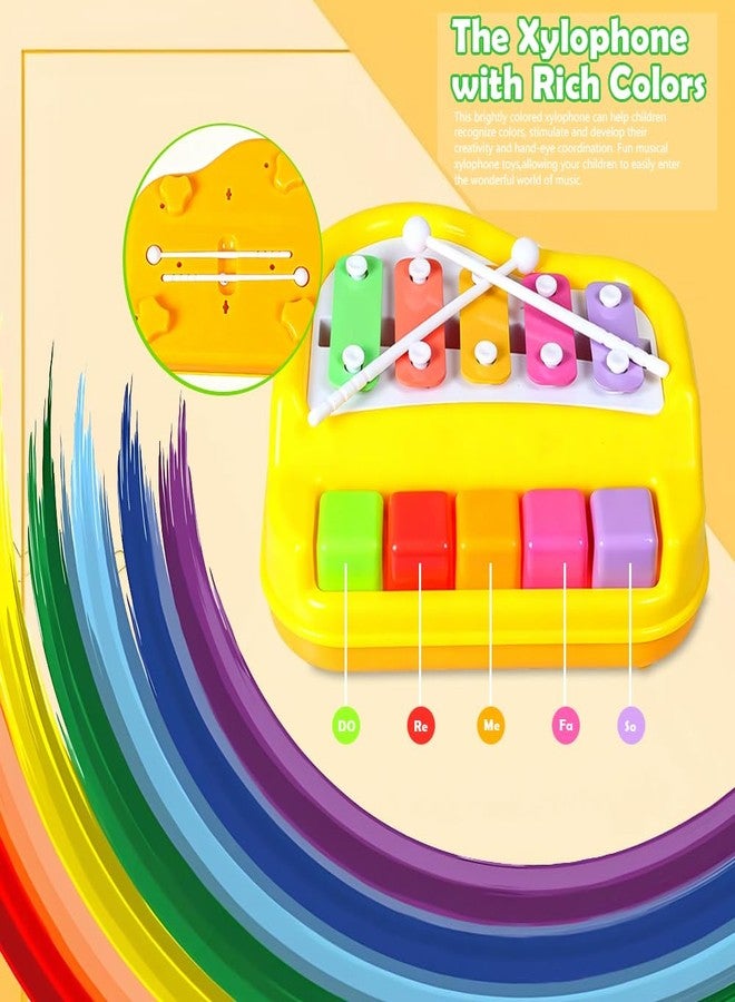 Liyujuping 2 in 1 Xylophone for Toddlers, Baby Xylophone Piano Toy with 5 Multicolored Key Scales and Two Mallets for Kids, Educational Musical Learning Instruments Toy for Boys and Girls (Yellow) - Image 5